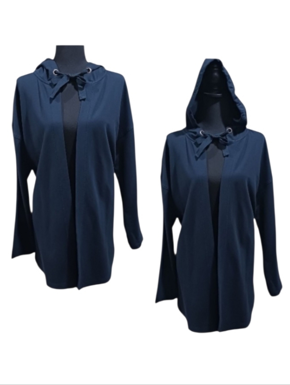 J. Jill Fit Knit Jersey Open Front Hooded Lightweight Athletic Topper